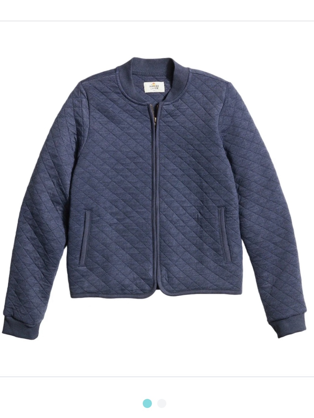 Marine Layer Corbet Navy women Quilted Bomber jacket soft preppy boxy Large NWT